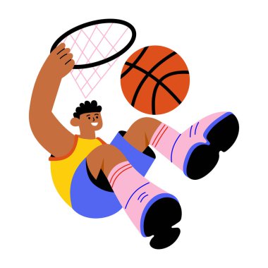 Basketbolcuyu gösteren düz bir illüstrasyon