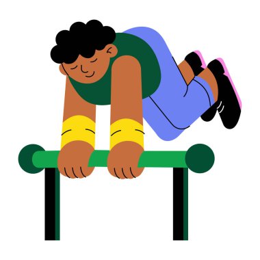 Sallanan çubuk egzersizini gösteren düz bir çizim