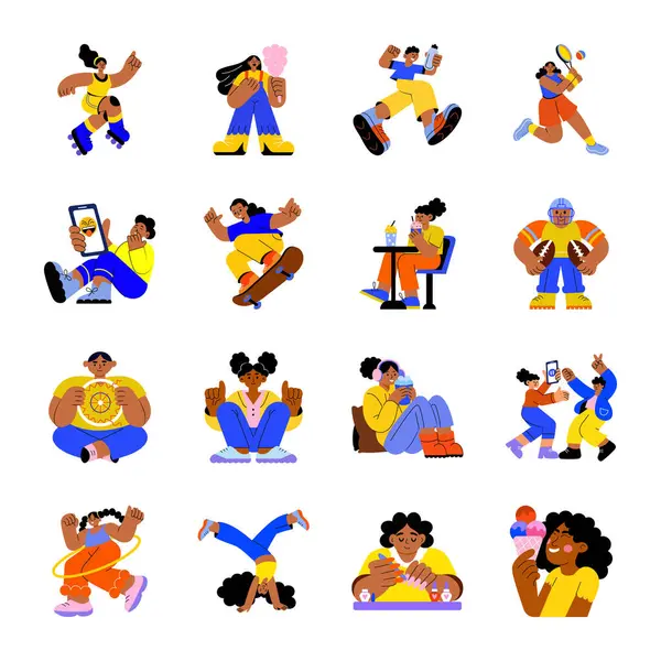 Genç Düz Stil Resimlerinin Koleksiyonu 