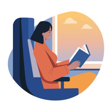 Bir tren okuma karakterini gösteren düz bir resim