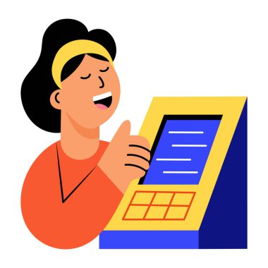 Çalışan terminali olan birini gösteren düz bir resim