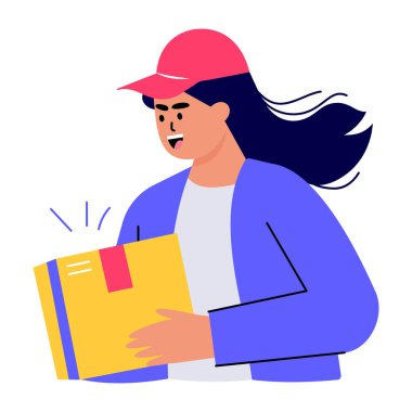 Kurye teslimatını gösteren düz bir illüstrasyon