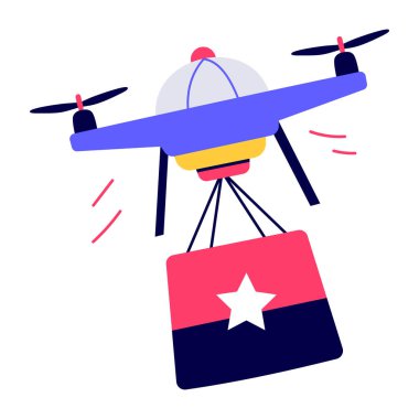 İnsansız hava aracı servisini gösteren düz bir çizim