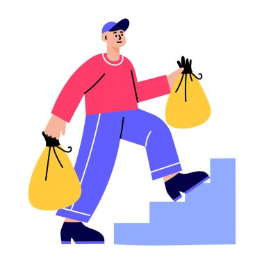 Teslimatçı çocuğu gösteren düz bir resim.