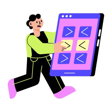 Kişinin kodlamaya odaklandığını gösteren düz bir çizim