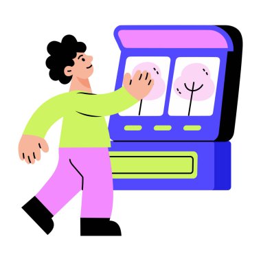 Bir oyun makinesini gösteren düz bir çizim