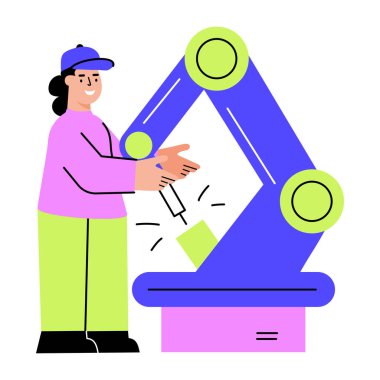 Otomatik kaynak kolunu gösteren düz bir çizim