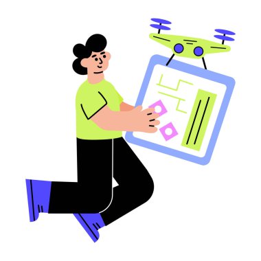 İnsansız hava aracı teslimatını gösteren düz bir resim