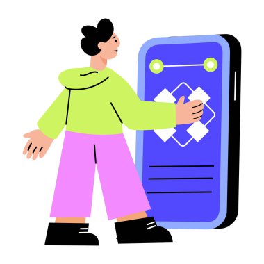 Dijital erişim için giriş ekranını gösteren düz biçim illüstrasyonu