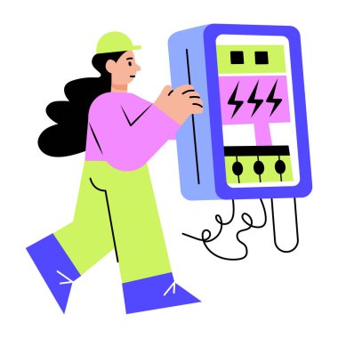 Kullanıcının bir kontrol paneli çalıştırdığını gösteren düz biçim illüstrasyonu