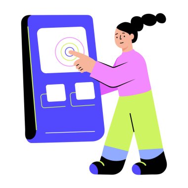 Sensör makinesi kullanan bir karakteri gösteren düz bir illüstrasyon