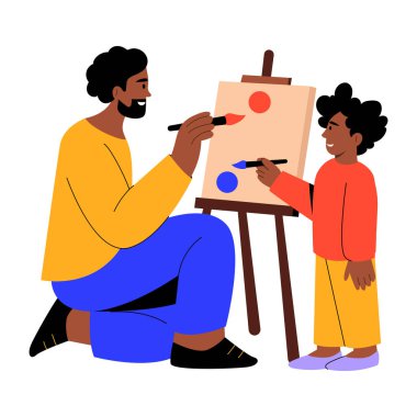 Bir çocuğun resim yaptığı düz bir resim.