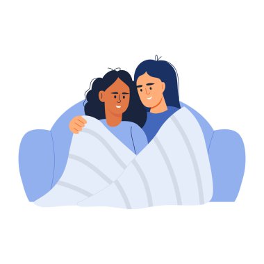 Dostça kucaklaşmayı gösteren düz bir çizim.