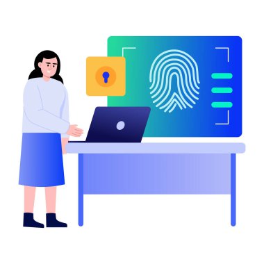 Parmak izi tarayıcısını betimleyen düz bir çizim