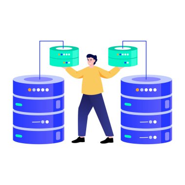 Veri yönetimini gösteren düz bir illüstrasyon