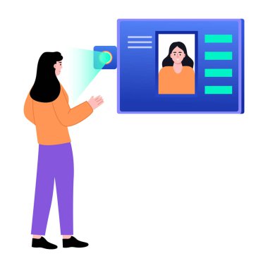 Yüz tanımayı gösteren düz bir çizim