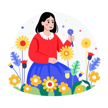 Çiçekleri gösteren düz bir illüstrasyon