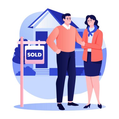 Satılmış bir düz biçim illüstrasyonu