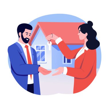 Ev sahipliğini gösteren düz bir illüstrasyon