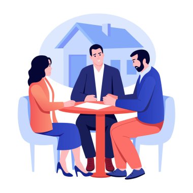 Bir kişinin belge imzalamasını gösteren düz bir çizim