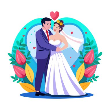 Çift pozunu gösteren düz bir resim