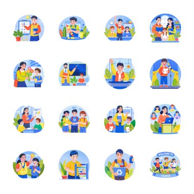 Okulun Düz Şekil Resimleri Koleksiyonu 