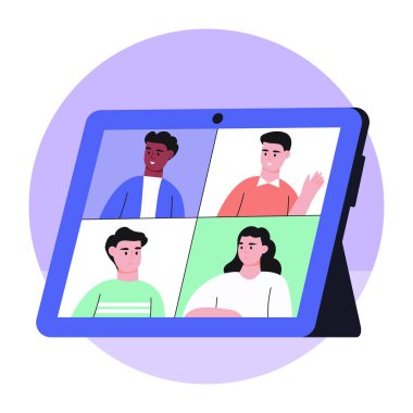 Video çağrısını gösteren düz bir illüstrasyon