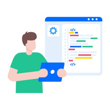 Bir kişi kod testini gösteren düz bir resim