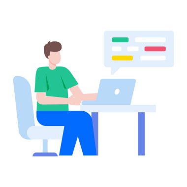 Çalışan bir geliştiriciyi gösteren düz bir çizim