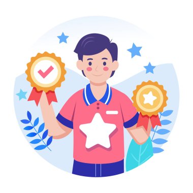 Sadakat rozeti taşıyan birini gösteren düz bir resim.