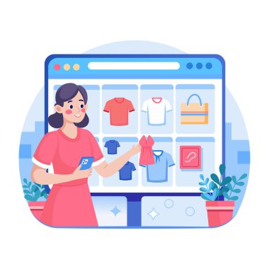 Alışveriş sitesini gösteren düz bir resim