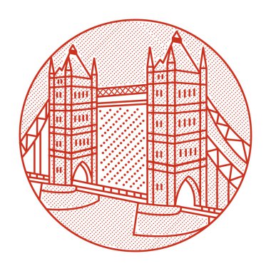 An outline style illustration depicting tower bridge
