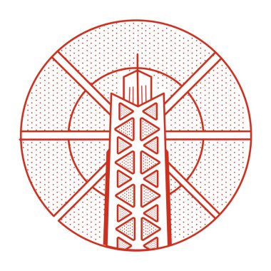 A line style illustration showing willies tower