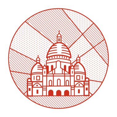 An outline style illustration depicting basilica church