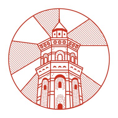 A line style illustration showing historical building
