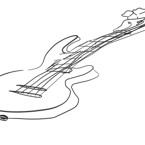 Line illustration electric guitar, simple drawing on white background. Digital illustration.