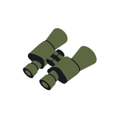 Dürbün beyaz arka planda elle çizilmiş. Askeri, deniz, avcılık, astronomik ve turizm için optik bir araç. Biçim vektör alanı cam simgesi