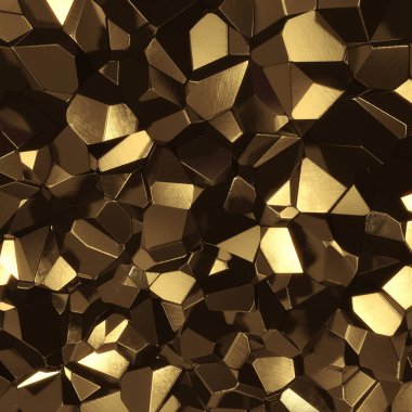 Soyut altın 3D render geometrik çokgen cephesi arkaplan