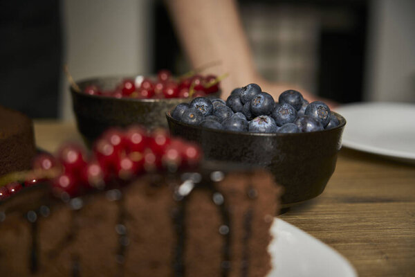 Woman Passion Cooking Decorates Slice Handmade Chocolate Cake Her Home Royalty Free Stock Photos