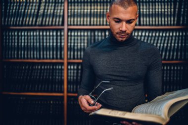 Akıllı erkek kitap kurdu 30 'lu yaşlarda halk kütüphanesinde araştırma yapıyor. Reklam alanına yakın duruyor. Ansiklopedide edebiyatı üniversite projesi için seçen makaleler okuyan genç bir profesör.