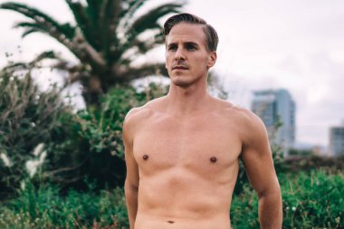 Beyaz tenli vücut geliştirici sabah antrenmanlarında sırt üstü şınav çekiyor kaslı sporcu canlılık ve sağlıklı yaşam tarzı egzersizi yapıyor.