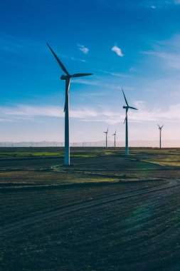 Yenilenebilir yel değirmenlerinin hava manzaralı türbinleri tarım alanına ekolojik güç sağlıyor ve denizin yanındaki geniş tarım çayırlarında esen rüzgârdan enerji alıyor. Alternatif elektrik