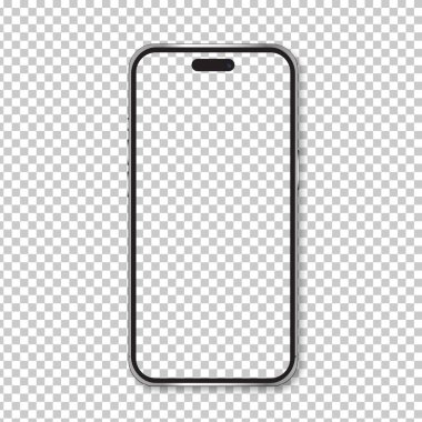 Vektör akıllı telefon modeli. Ekran şeffaf ve nesne png arkaplanında izole edildi.
