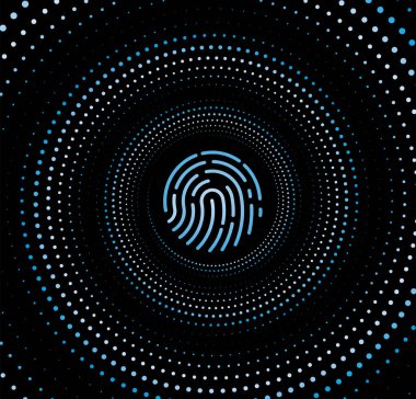 Arka planda parmak güvenliği rengi mavi vektör izole edildi.