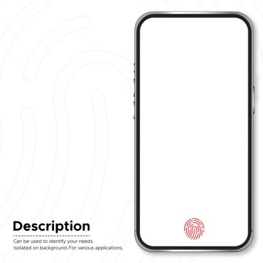 Mockup akıllı telefonu arka planda izole parmak izi taraması var.