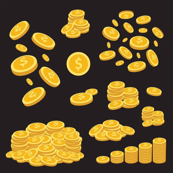 Geld Goldmünzen Vektor Isoliert Auf Dem Hintergrund — Stockvektor