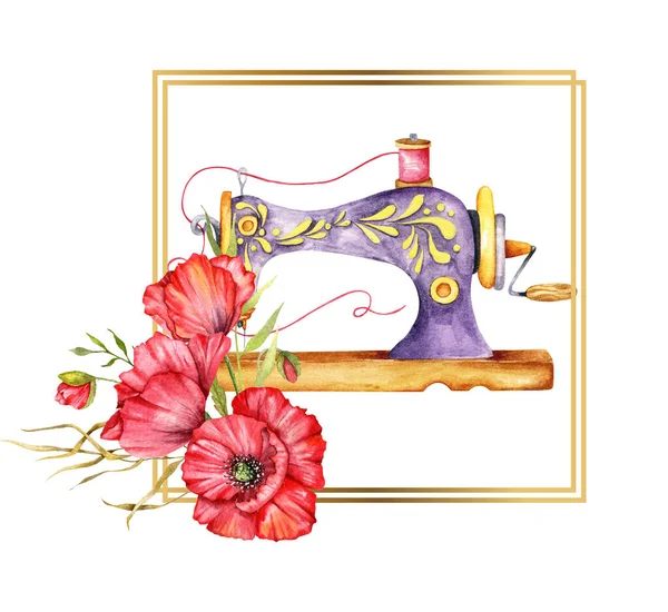 Carte de vœux vierge pour machine à coudre orange Couture Rétro A6 029 -   France