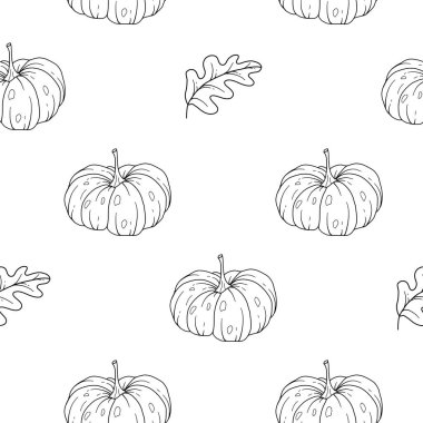 Zarif çiçek desenli, kabak desenli. Şükran Günü arkaplanı. Çizgi Sanat Balkabağı Kusursuz Arkaplan 