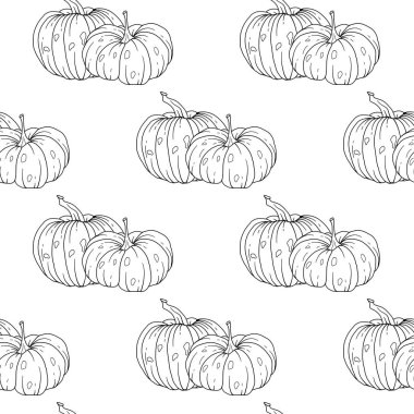 Zarif çiçek desenli, kabak desenli. Şükran Günü arkaplanı. Çizgi Sanat Balkabağı Kusursuz Arkaplan 