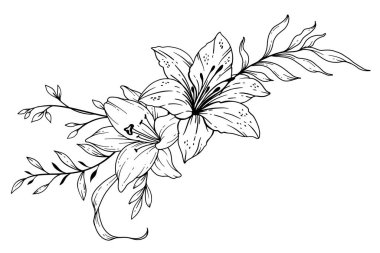 Yaban Çiçekleri Çizgisi. Siyah beyaz çiçek buketleri. Çiçek Rengi Sayfası. Çiçek Hattı Sanatı. İnce Hat Yabani Çiçekleri illüstrasyonu. El çizimi çiçekler. Botanik boyama. Düğün davetiyesi çiçekleri